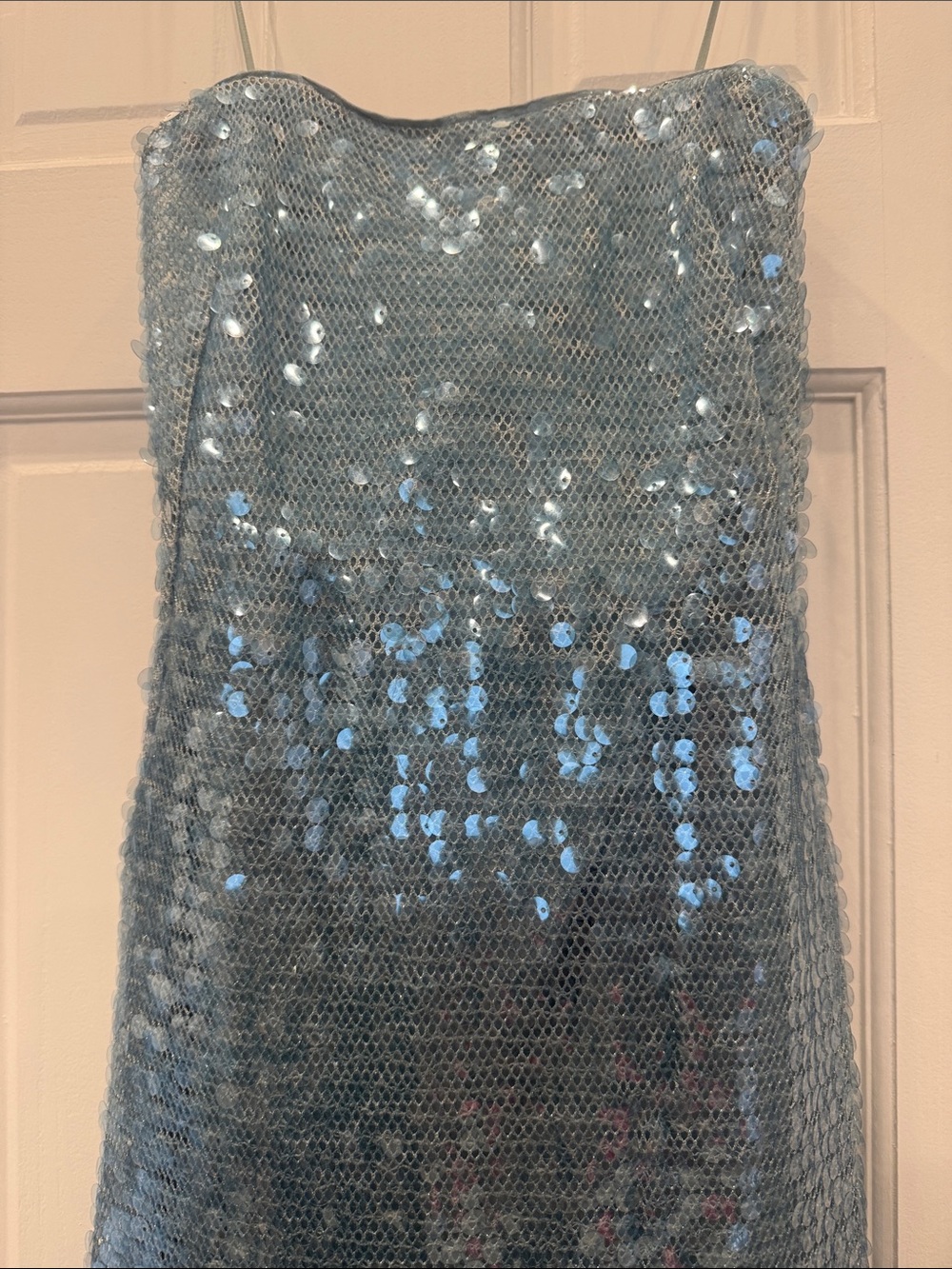 SIMKHAI Leilani Blue Sequin Strapless Gown - Picture 6 of 6
